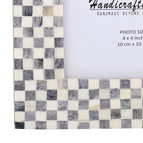 Baby Picture Frames Checkered Pattern Bone Inlay Collection - 4x4