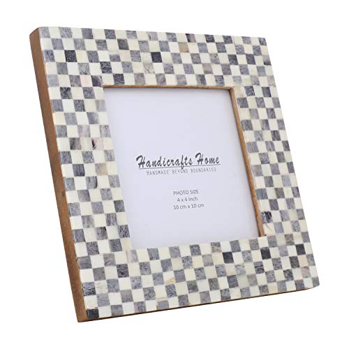 Baby Picture Frames Checkered Pattern Bone Inlay Collection - 4x4