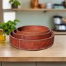 Cerro | 10.5" Round Cedar & Leather Tray