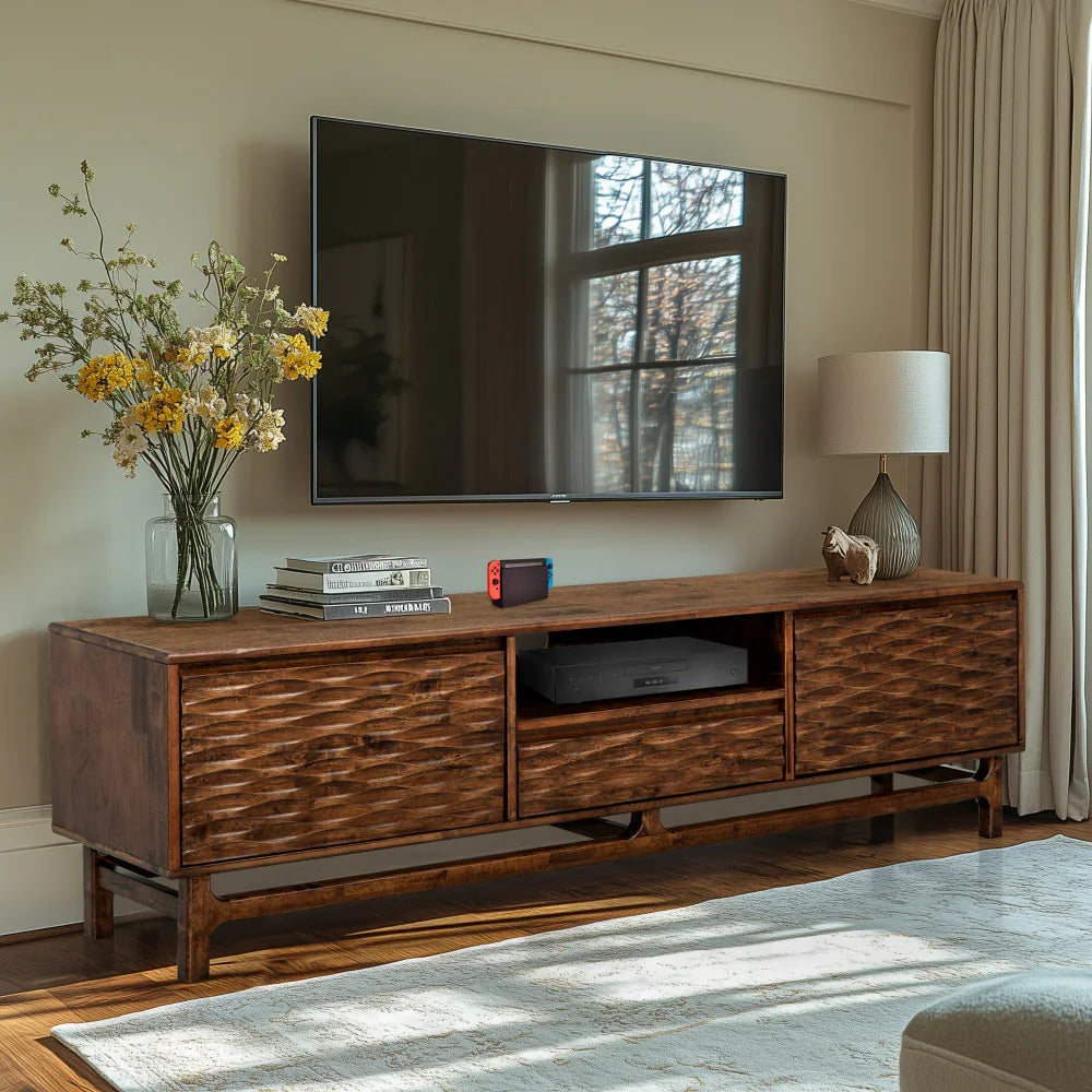 Acacia Elara TV Stand with Storage and Cable Management for TVs up to 80"