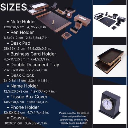 MOOG Prestige Leather Desk Organizer - 8 PCS
