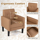 PU Leather Modern Accent Chair with Removable Seat Cushion-Brown