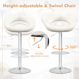 Height Adjustable Bar Stools Set of 2 with Hollow Back and Footrest