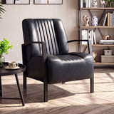 PU Leather Upholstered Armchair with Padded Seat and Back Comfy Lounge Reading Chair