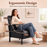 PU Leather Upholstered Armchair with Padded Seat and Back Comfy Lounge Reading Chair