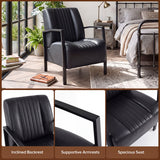 PU Leather Upholstered Armchair with Padded Seat and Back Comfy Lounge Reading Chair