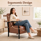 PU Leather Upholstered Armchair with Padded Seat and Back Comfy Lounge Reading Chair
