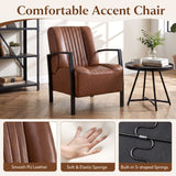 PU Leather Upholstered Armchair with Padded Seat and Back Comfy Lounge Reading Chair