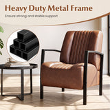 PU Leather Upholstered Armchair with Padded Seat and Back Comfy Lounge Reading Chair