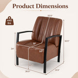 PU Leather Upholstered Armchair with Padded Seat and Back Comfy Lounge Reading Chair