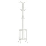 Heavy Duty White Metal Coat Rack with Umbrella Holder
