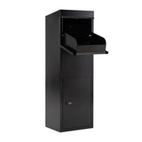 Package Delivery Box for Outside with Anti-Theft Baffle Sloped Roof-Black