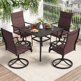 Padded Patio Swivel Chairs Set of 2 Ergonomic Outdoor Dining Chairs with Breathable Fabric