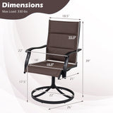 Padded Patio Swivel Chairs Set of 2 Ergonomic Outdoor Dining Chairs with Breathable Fabric