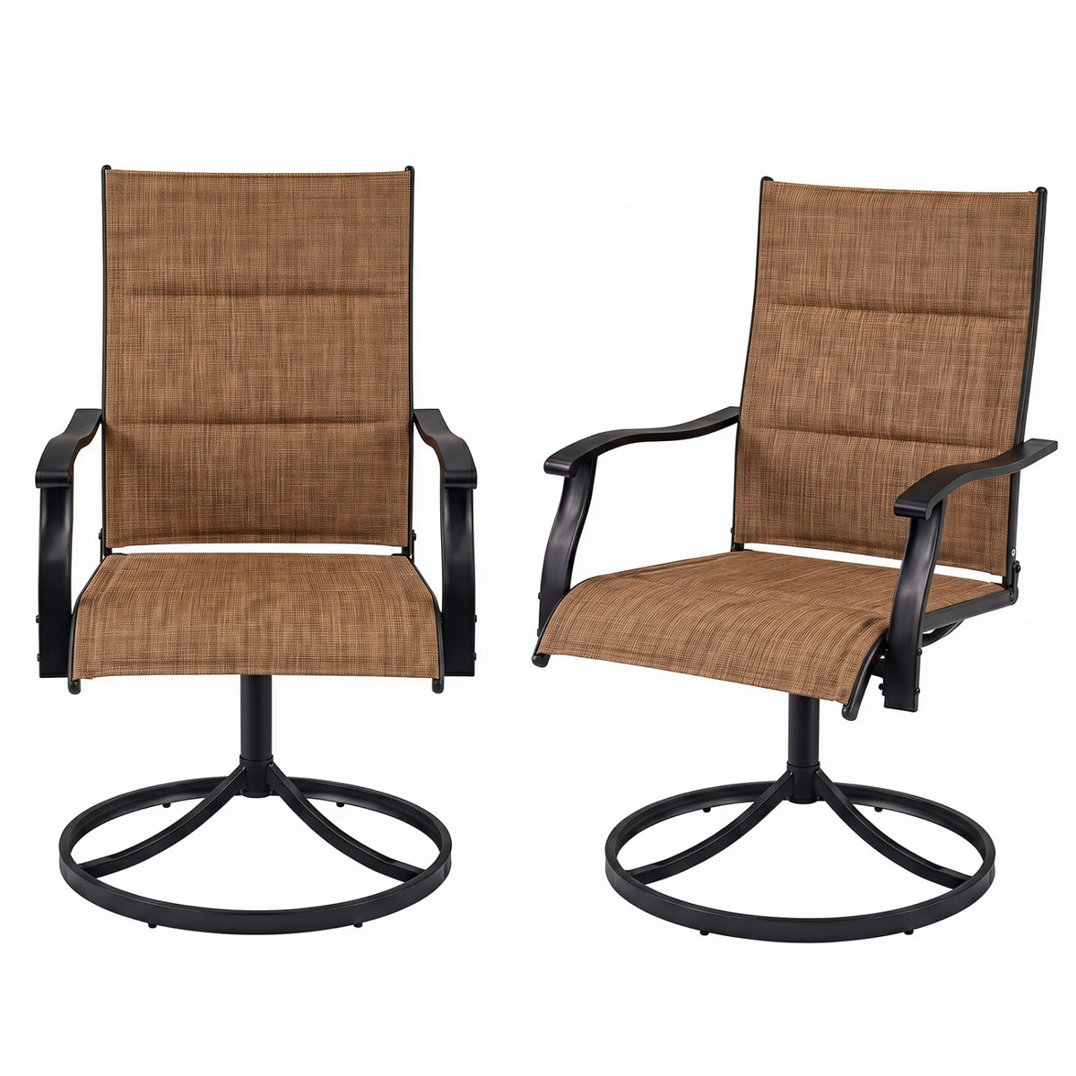 Padded Patio Swivel Chairs Set of 2 Ergonomic Outdoor Dining Chairs with Breathable Fabric