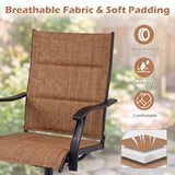 Padded Patio Swivel Chairs Set of 2 Ergonomic Outdoor Dining Chairs with Breathable Fabric