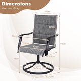 Padded Patio Swivel Chairs Set of 2 Ergonomic Outdoor Dining Chairs with Breathable Fabric