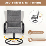 Padded Patio Swivel Chairs Set of 2 Ergonomic Outdoor Dining Chairs with Breathable Fabric