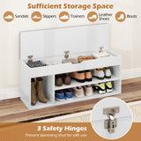 Padded Seat Shoe Bench with Hidden Storage and 3 Open Shelves