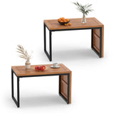 2-in-1 Convertible Patio Acacia Wood Side Table Set of 2