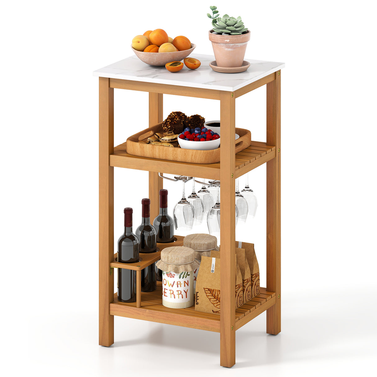 Patio Acacia Wood Storage Cabinet Patio Buffet Cabinet Bar Table