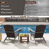 Patio Adirondack Chair with Rattan Padded Seat and Hidden Cupholder