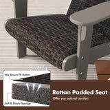 Patio Adirondack Chair with Rattan Padded Seat and Hidden Cupholder