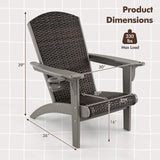 Patio Adirondack Chair with Rattan Padded Seat and Hidden Cupholder
