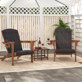 Patio Adirondack Chair with Rattan Padded Seat and Hidden Cupholder