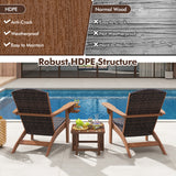 Patio Adirondack Chair with Rattan Padded Seat and Hidden Cupholder