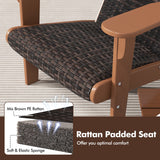 Patio Adirondack Chair with Rattan Padded Seat and Hidden Cupholder