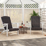 Patio Adirondack Chair with Rattan Padded Seat and Hidden Cupholder