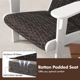 Patio Adirondack Chair with Rattan Padded Seat and Hidden Cupholder