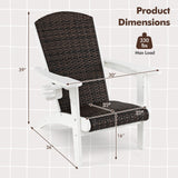 Patio Adirondack Chair with Rattan Padded Seat and Hidden Cupholder