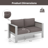 Patio Aluminum Loveseat Sofa Outdoor Furniture Set with Thick Back and Seat Cushions-Gray