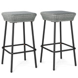 29.5 Inches Patio Bar Stools Set of 2 with Rattan Seat and Footrest