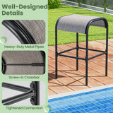 Set of 2/4 Patio Metal Bar Stools with Curved Fabric Seat