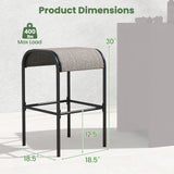 Set of 2/4 Patio Metal Bar Stools with Curved Fabric Seat