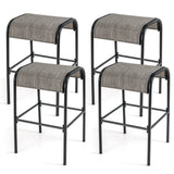 Set of 2/4 Patio Metal Bar Stools with Curved Fabric Seat