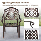 Patio Cast Aluminum Dining Chairs Set of 2 Metal Armchairs Stackable-Copper