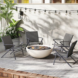 Patio Chairs Set of 2 Lawn Chairs with Heavy Duty Metal Frame-Grey