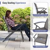 Patio Chairs Set of 2 Lawn Chairs with Heavy Duty Metal Frame-Grey