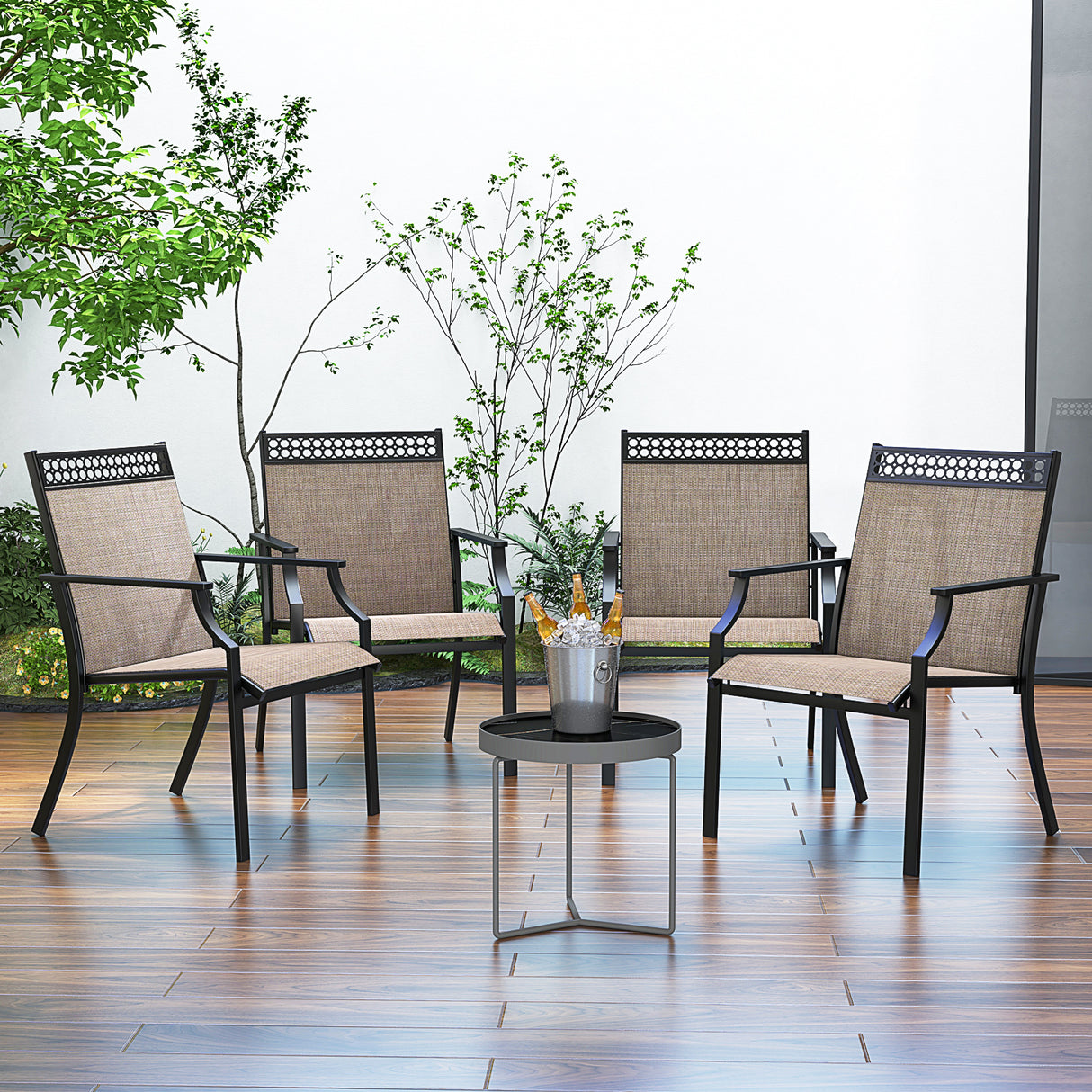 Patio Chairs Set of 2 with All Weather Breathable Fabric