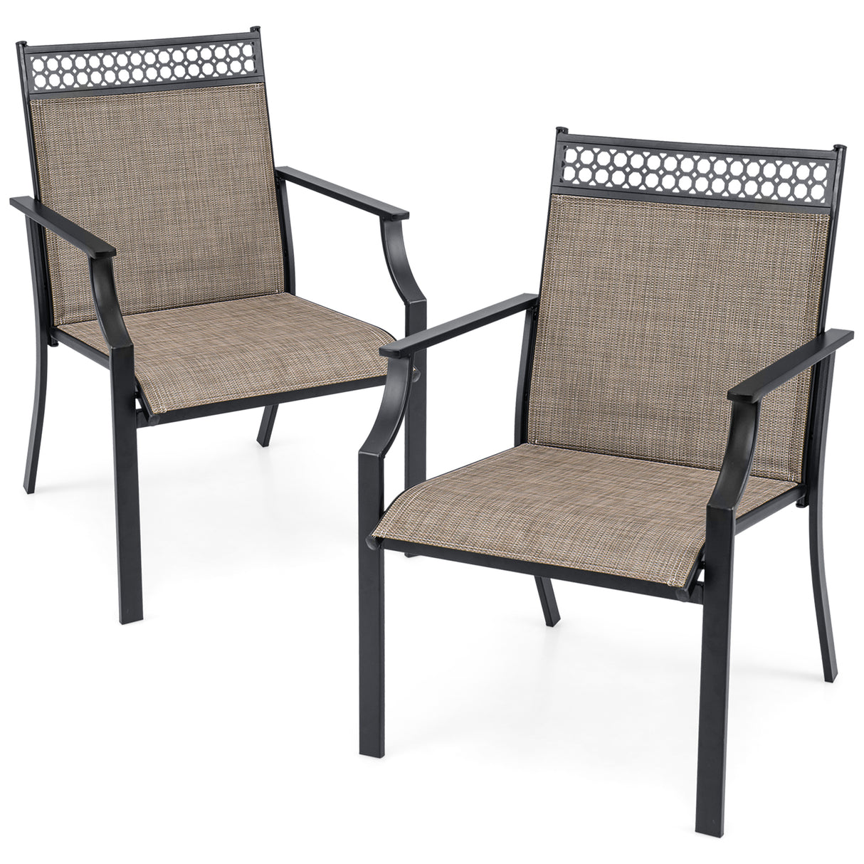 Patio Chairs Set of 2 with All Weather Breathable Fabric