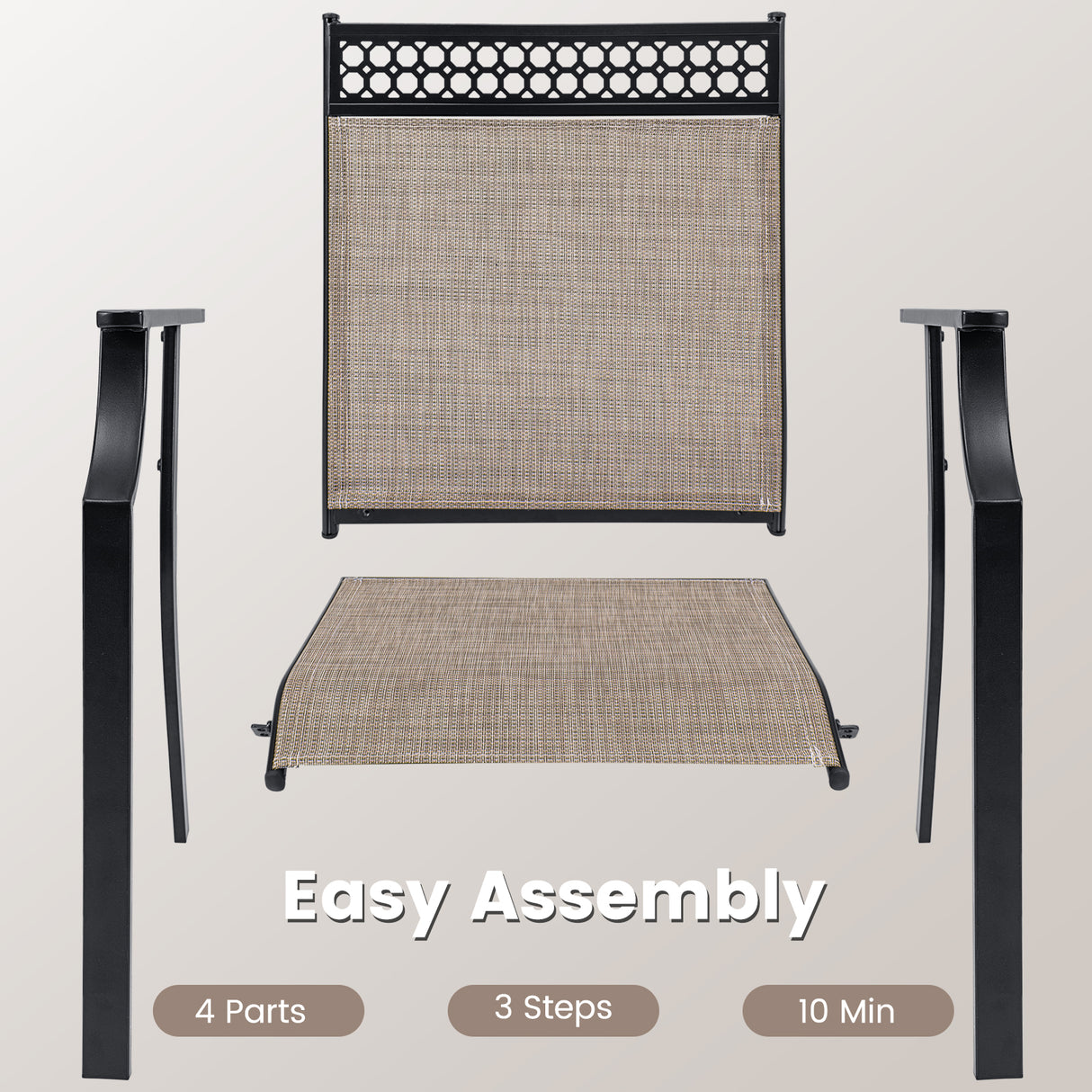 Patio Chairs Set of 2 with All Weather Breathable Fabric