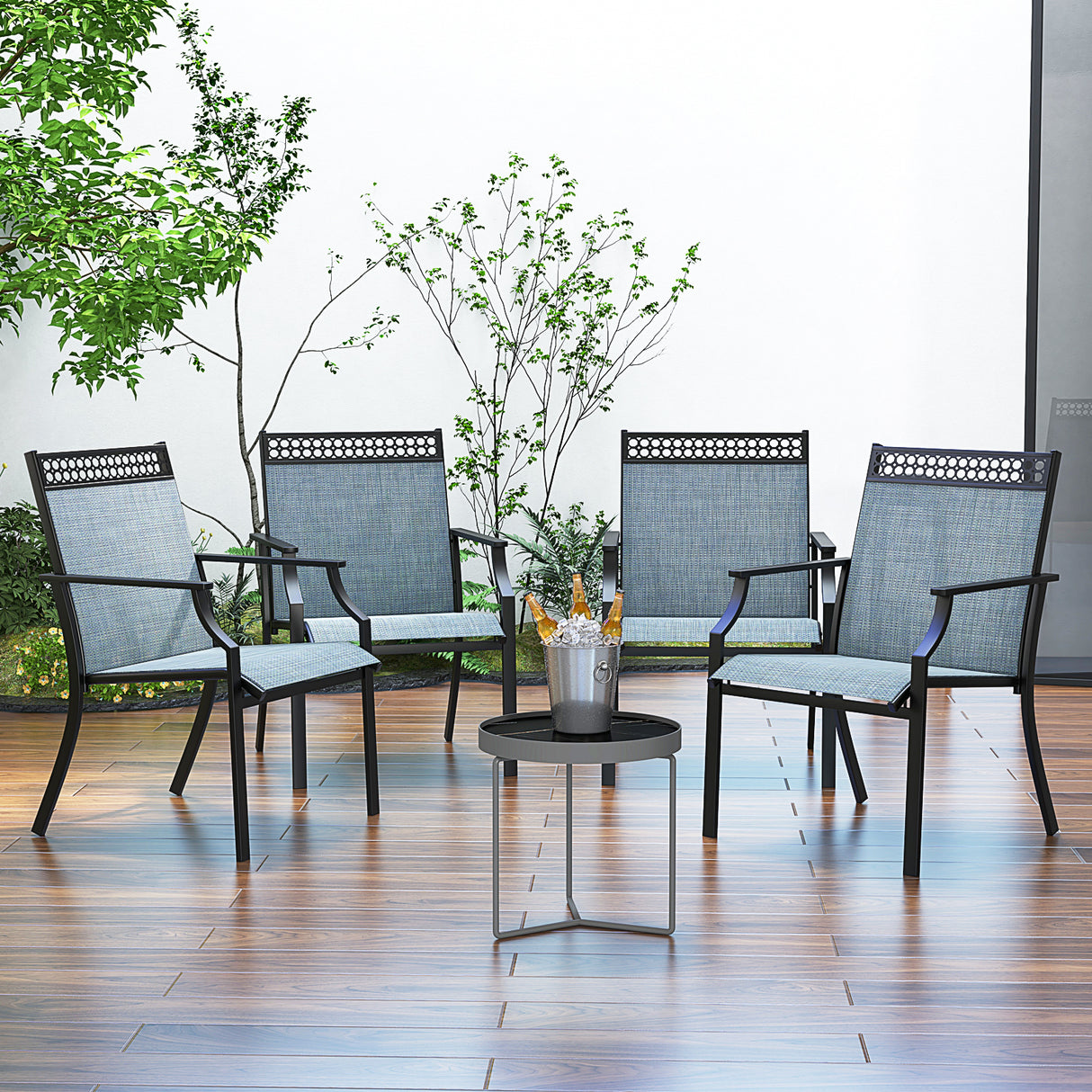Patio Chairs Set of 2 with All Weather Breathable Fabric
