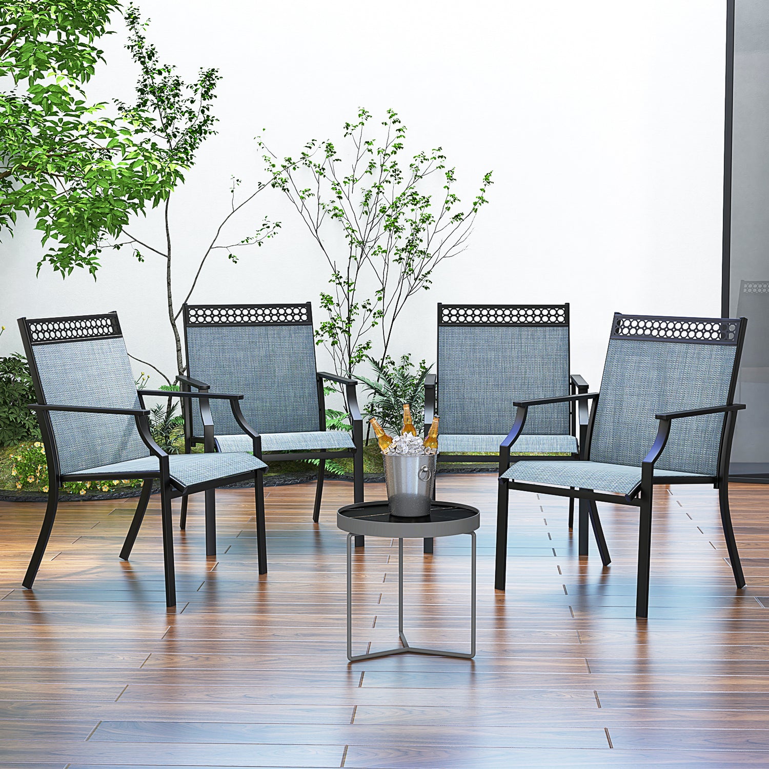 Patio Chairs Set of 2 with All Weather Breathable Fabric