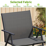 Patio Chairs Set of 2 with Breathable Mesh Fabric and Metal Frame-Gray