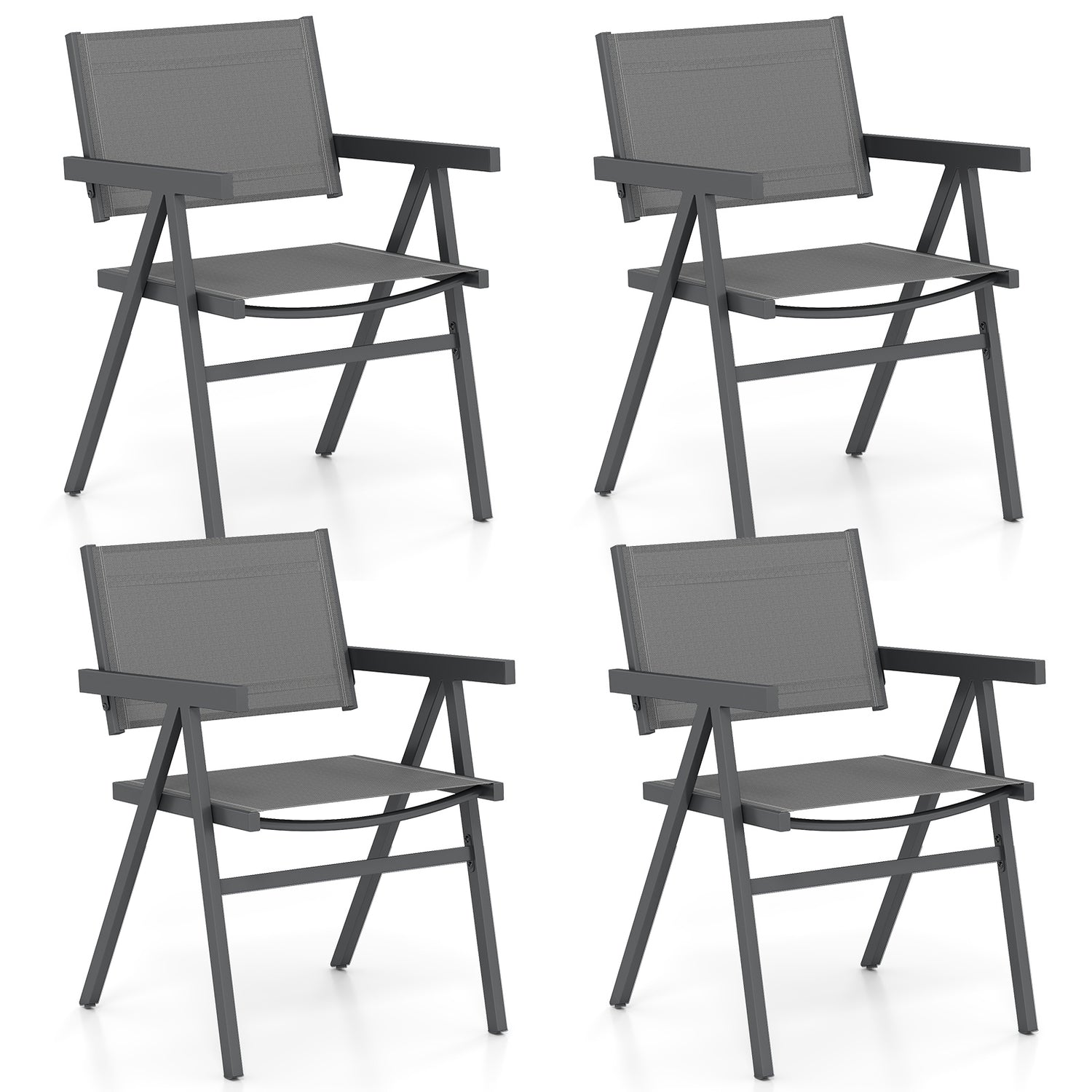 Patio Chairs Set of 2 Outdoor Dining Chair with Breathable Fabric Seat