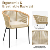 Patio Chairs Set of 4 with Curved Backrest and Seat Cushion for Patio